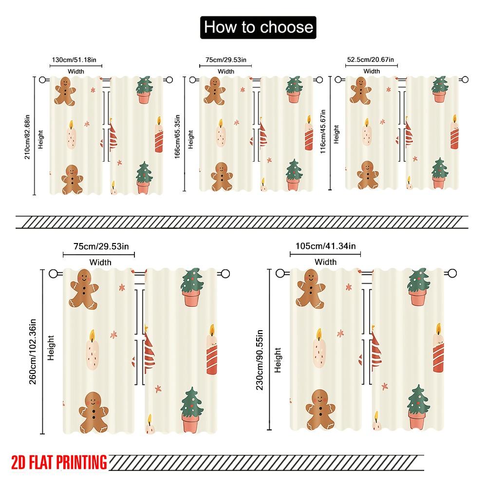 2 Stück, 2D-Flachdruck Druckvorhänge Niedlich Weihnachten Feiertag Vielseitig Polyester (ohne Stange) Außendekorationen Verwendung für