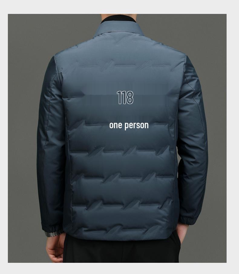 Luxury Men's 90% Down Short Jacket: Warm, Thickened Lapel Outerwear for Middle-aged and Older Men
