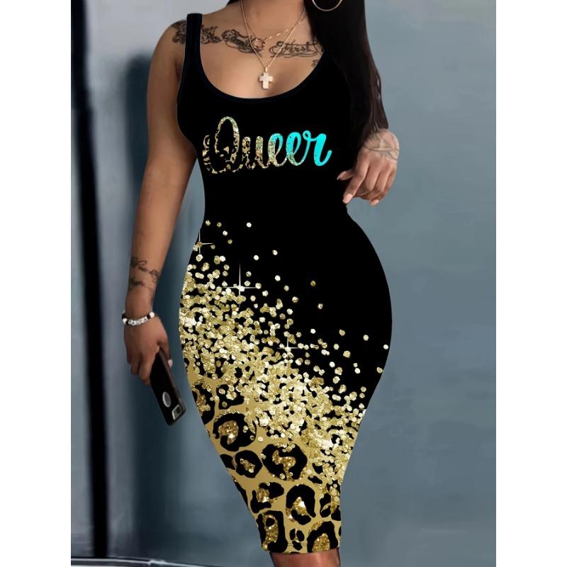 

Летнее женское модное сексуальное платье с запахом и принтом, юбка с лямкой на шее XL чёрный/золотой