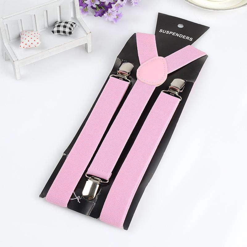 Unisex 2.5cm British Pink Y-Back Elastic Suspenders, Versatile & Multi-Color