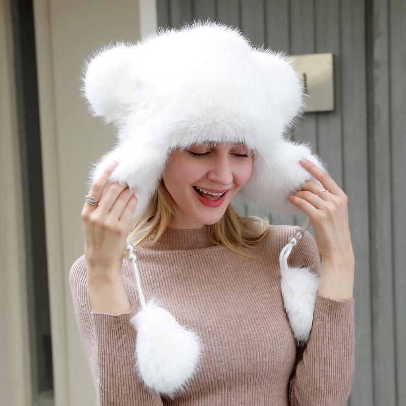 Hatter for kvinner høst og vinter, Stor hodeomkrets, Utendørs sykling, Kuldebeskyttelse, Vintervarme, Ørebeskyttende lue