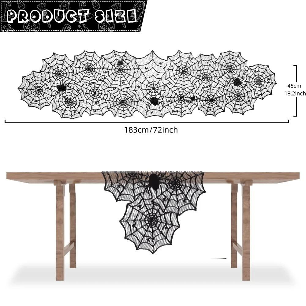 

1PC Halloween Spider Web Black Lace Table Runner Kitchen Dining Table Decor Indoor Outdoor Party Spooky Holiday Home Decoration
