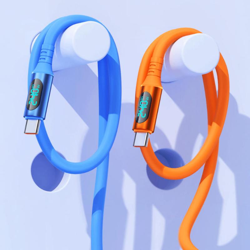 1 Stück 240W USB Typ C LED Digitalanzeige Kabel 6A USB-C zu USB-C Schnelllade-Ladekabel Zubehör für Huawei