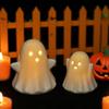 2Pcs Halloween Ceramic Ghostly Figurines With Soft Glows Night Light Handcrafted Holiday Decoration for Bedroom Party Decoration Collectibles