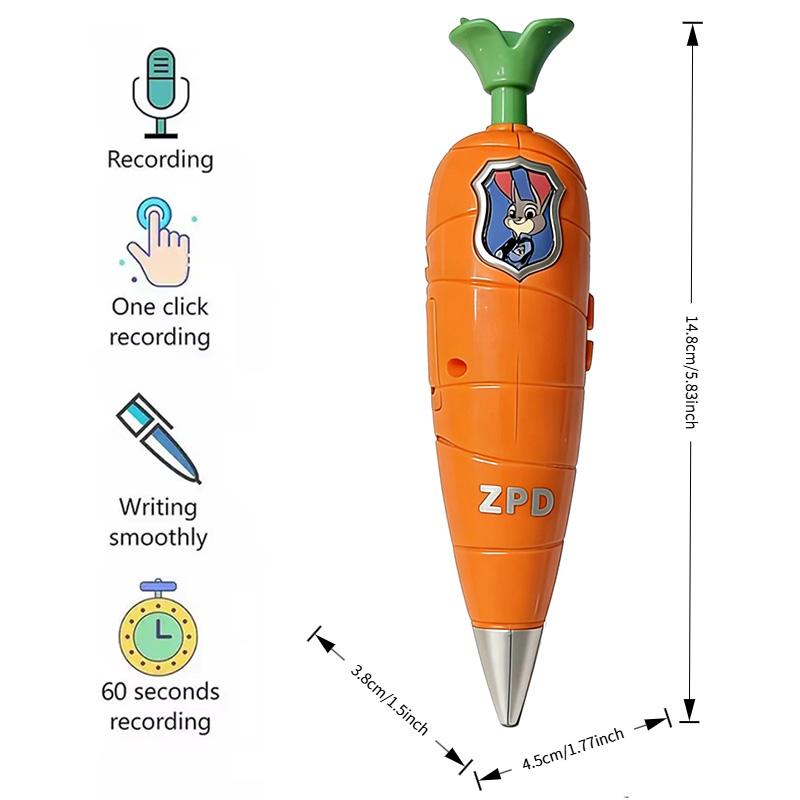 

In Stock Judy&Nick Carrot 60Second Recorder Pen Plaything Can Write Graffiti Ballpoint Pen 2-In-1 Recording Pen Children S Present