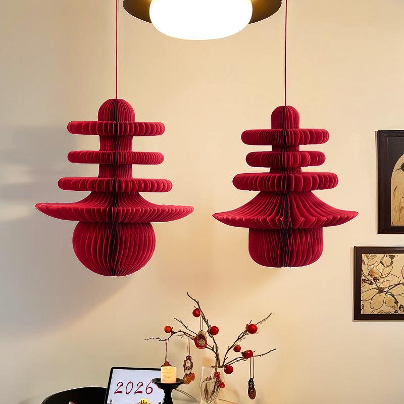 Year Paper Ornament Decoration Lanterns Wedding Decoration 3D Honeycomb Gourd Decorative Pendant Horse Year 2026 Door Decor