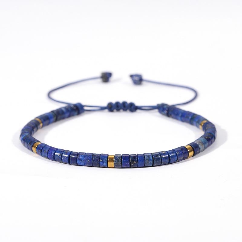 Armband mit gewebten Naturstein-Abstandshaltern - Handgefertigtes Lapislazuli-Design