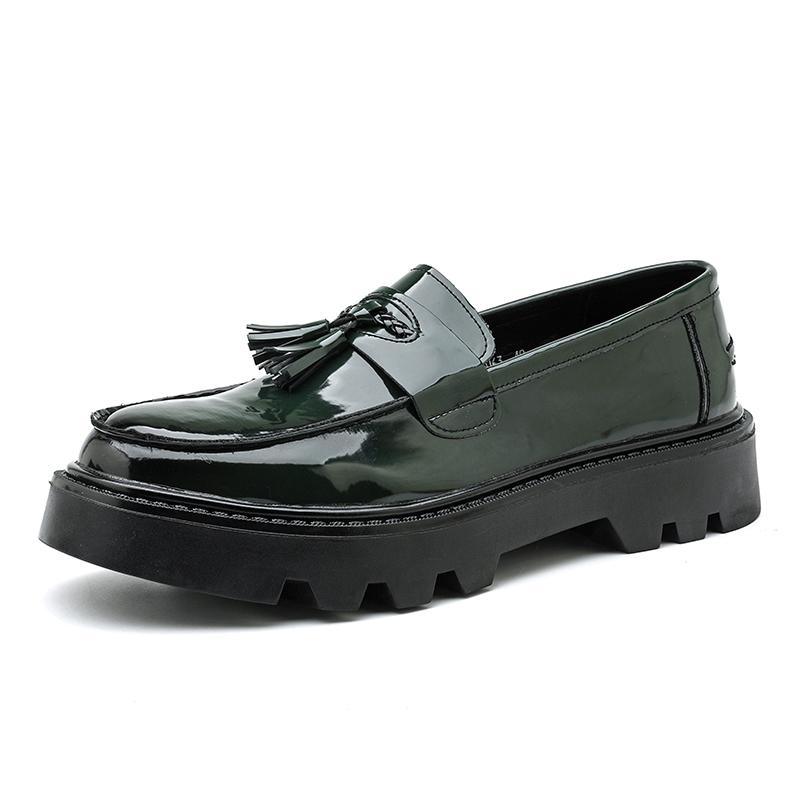 Fashion Brand Fashion British Style Men's Comfortable Thick Bottom Big Head Leather Shoes Spring New Men's Tassel Round Head Lefu Shoes