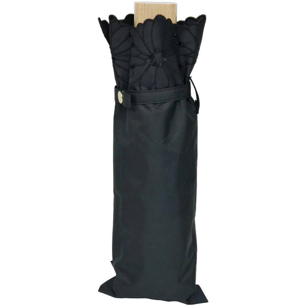 Nouvel Japonais Folding For Sunny or Rainy UV Flower Bowler Embroidery Parasol Parasol, Umbrella, Days, Protection, Women's (Black)