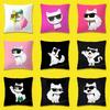 Cartoon Cat Funny Fashion Throw Pillow Case For 45x45cm 40x40cm 30x30cm 50x50cm 55x55cm Square Home Pillowcase Case