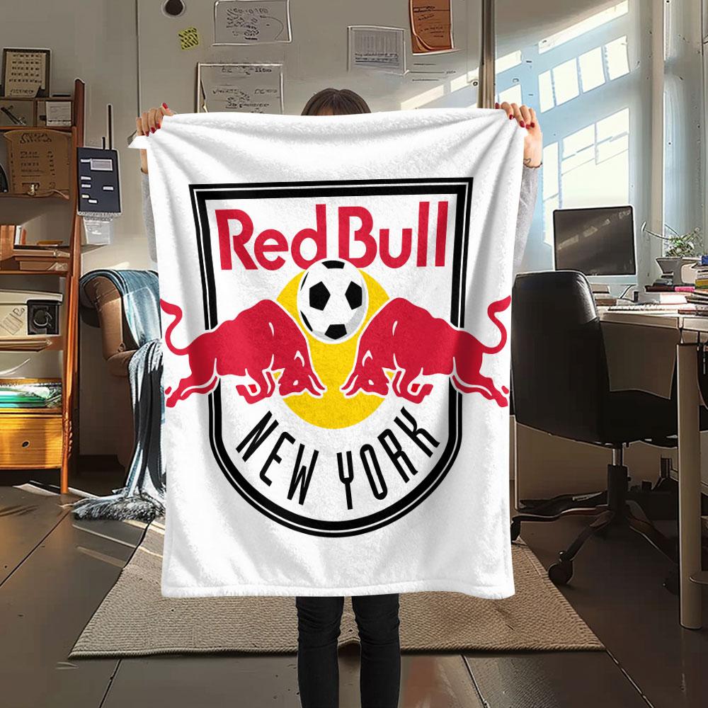 New York Red Bulls Printed Flannel Blanket, soft throw for bedroom sofa, washable,soccer fan merchandise, great gift.