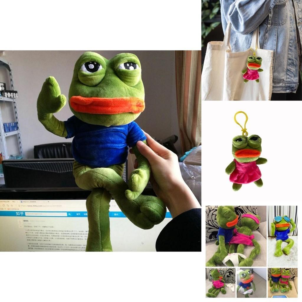 Adorable Pepe The Frog Sad Plush Keychain Pendant For Backpacks