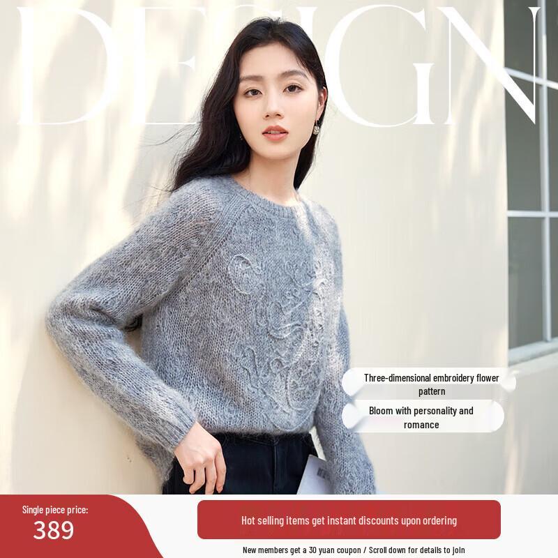 Xiangying Women s Relaxed Fit Embroidered Pullover Sweater M