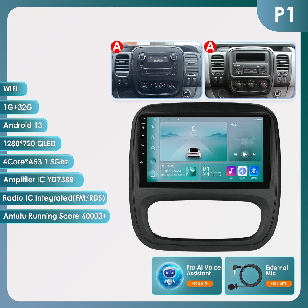Hizpo 4G AI Hlasové Android Auto Rádio Pro Renault Trafic 3 2014-2021 Pro Opel Vivaro B 2014-2018 Carplay Auto Multimédia Inteligentní Obrazovka GPS 2din