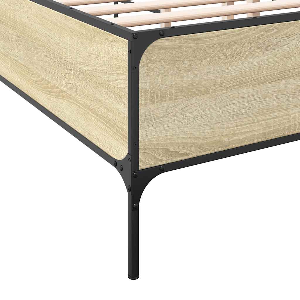 Vidaxl Bed Frame, Sonoma Oak, 120X200 Cm, Wood-Based Material