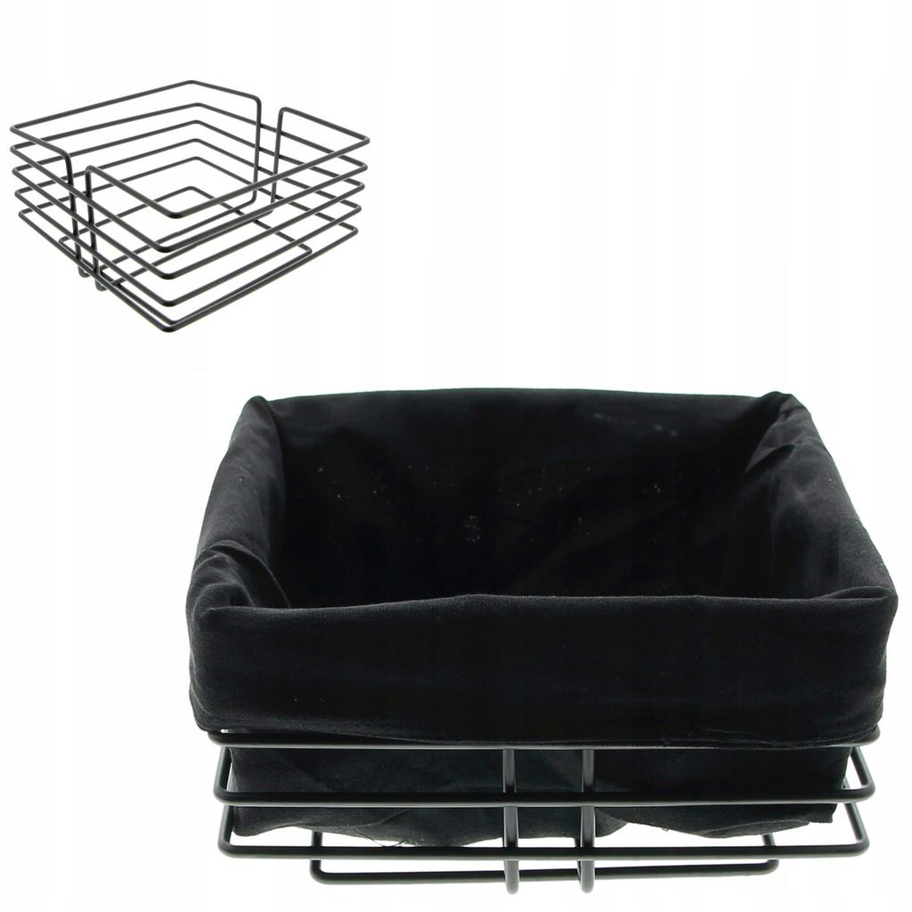 METAL BREAD BASKET + BLACK FABRIC INSERT