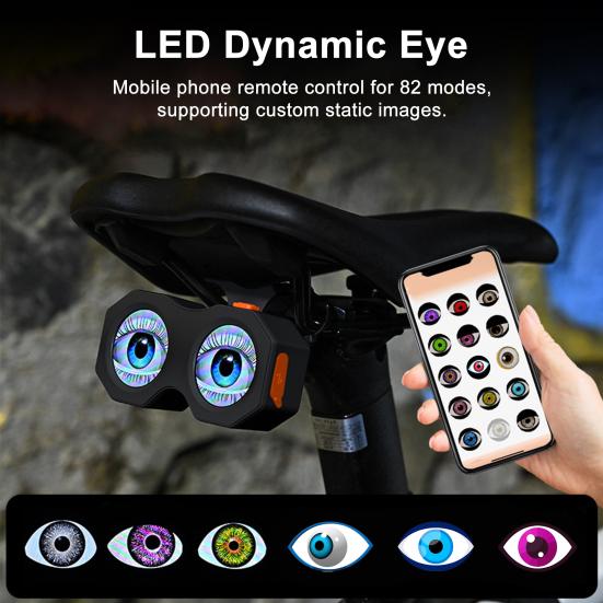 Yousheng Demon Eyes Bicycle Taillight App Controlled IP64 Waterproof USB Rechargeable MTB Road Mountain Bike Night Riding Warning Rear Lamp