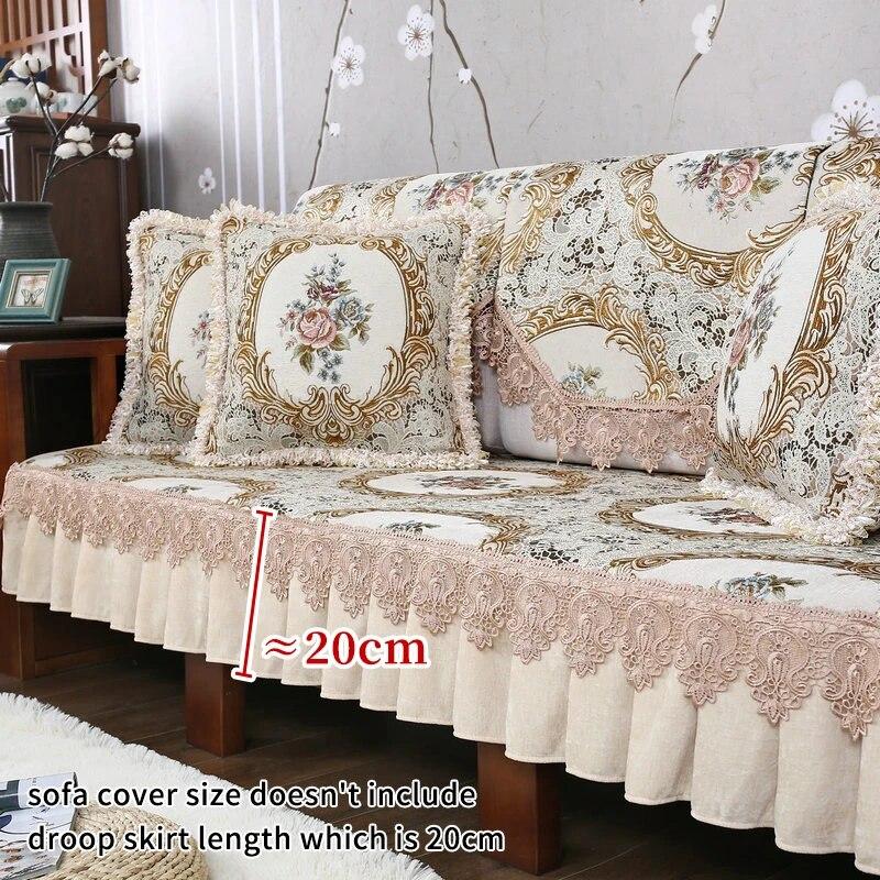Luxury Jacquard Fabric Sofa Cover Chenille Slipcover Living Room Decor Anti-slip Sofa Protective Covers All-season Sofa Towel