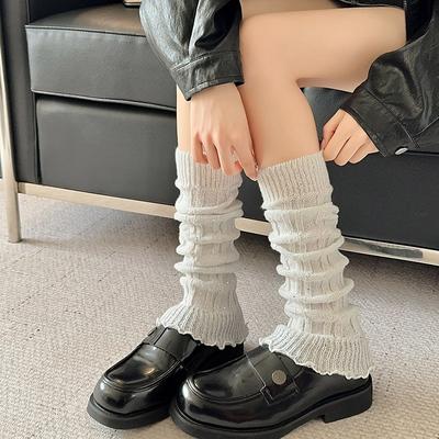 Herbst und Winter Süße Damen Stulpen Dünne Gestrickte Lange Haufen Socken