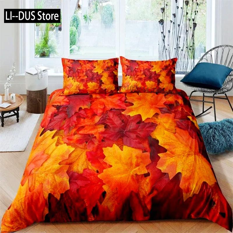 Comforter Canadian Maple Leaves Autumn Theme Bedding Set Microfiber Leaf Comforter Twin Full King For Kids Adult Bedroom