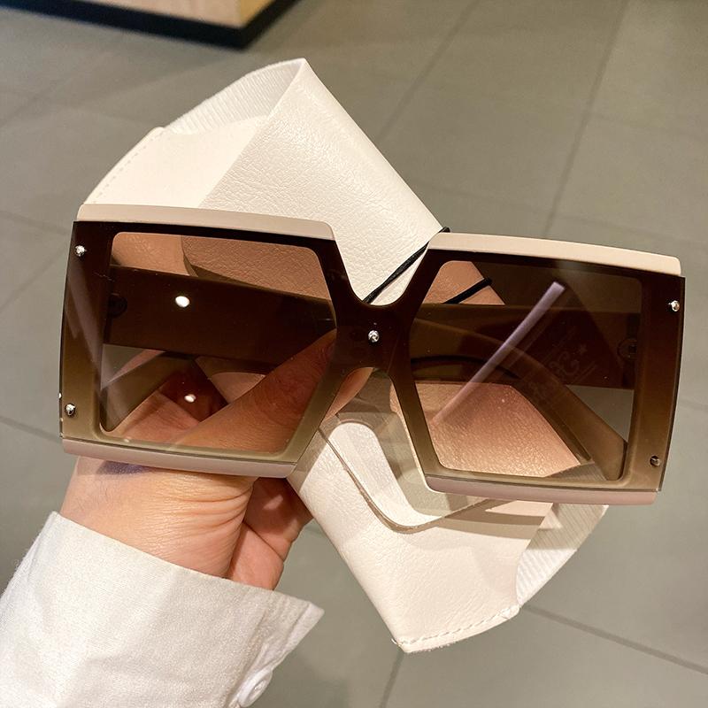 Square Oversized One-pieces Sunglasses Men Women Trendy Gradient Goggle Eyewear Fashion Luxury Brand Design Sun Glasses