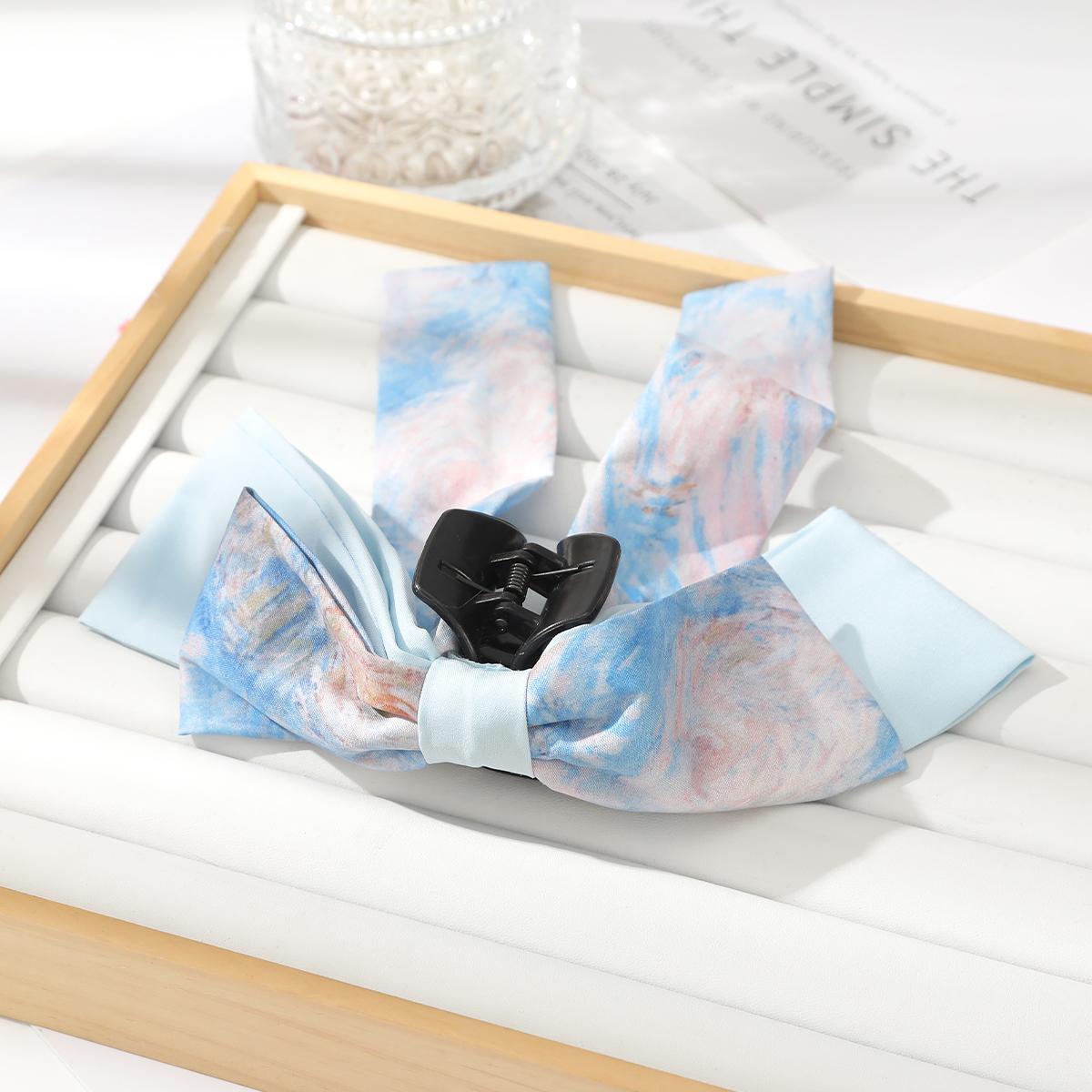 

AWAYTR Принтованная атласная лента галстук-бабочка заколки для волос тканевые заколки для волос краб для девочки подарок аксессуары для волос фестивальный головной убор