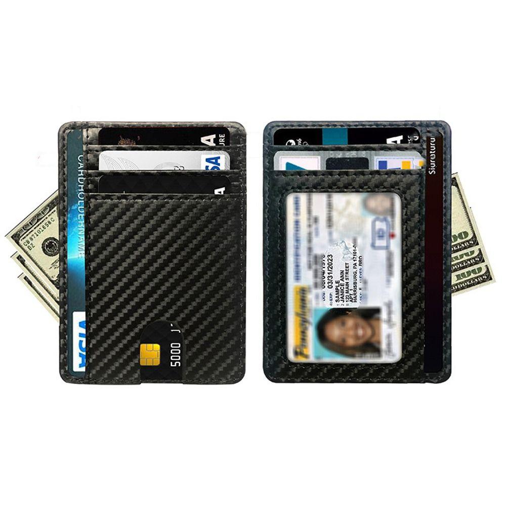 RFID Blocking PU Coin Purse 8 Slots Simple Card Case Elegant Leather Credit ID Card Holder  Travel
