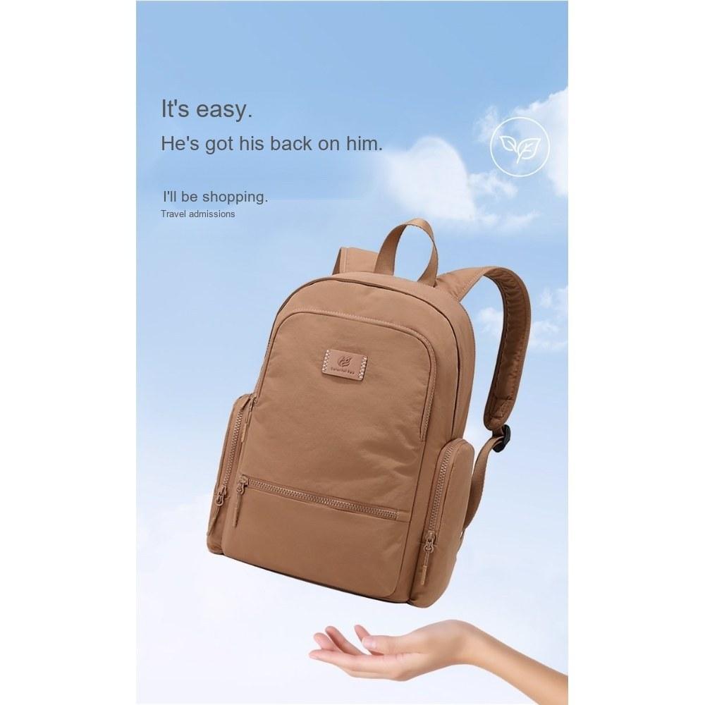 Women Large Capacity Multi Pocket Nylon Backpack with Adjustable Straps for Commute Travel