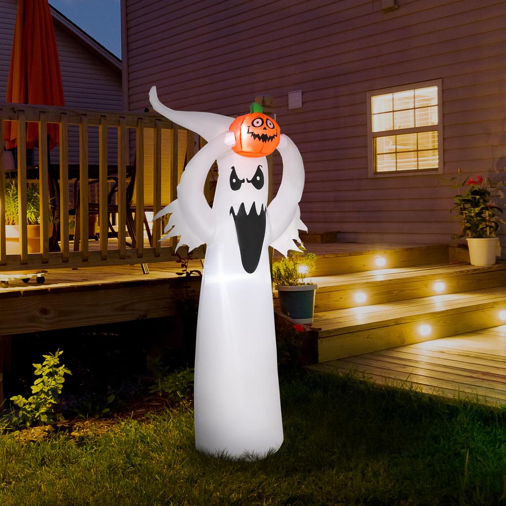 6Ft 1.8M Led Halloween Inflatable Decoration Floating Ghost And Pumpkin Party Outdoors Yard Lawn
