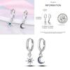 Sparkling Blue Zircon Hoop Earrings Pave U Shape Star Devil Eyes Circle S925 Drop Earring Fit Original Party Jewelry