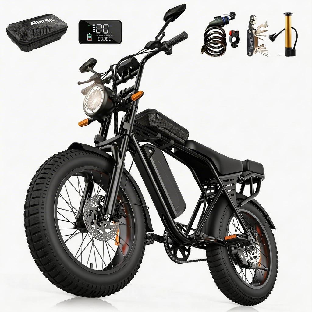 Aairsk Elektrofahrrad für Erwachsene, 20x4" Fat Tire, 48V 15Ah abnehmbarer Akku, 25km/h E-Mountainbike NFC