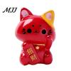 Traditional Symbol Decorations for Desk 6PCS Mini Red Fortune Cat Figurines, Durable Resin Luck And Prosperity Animal Lively Crafts Miniature Gardens