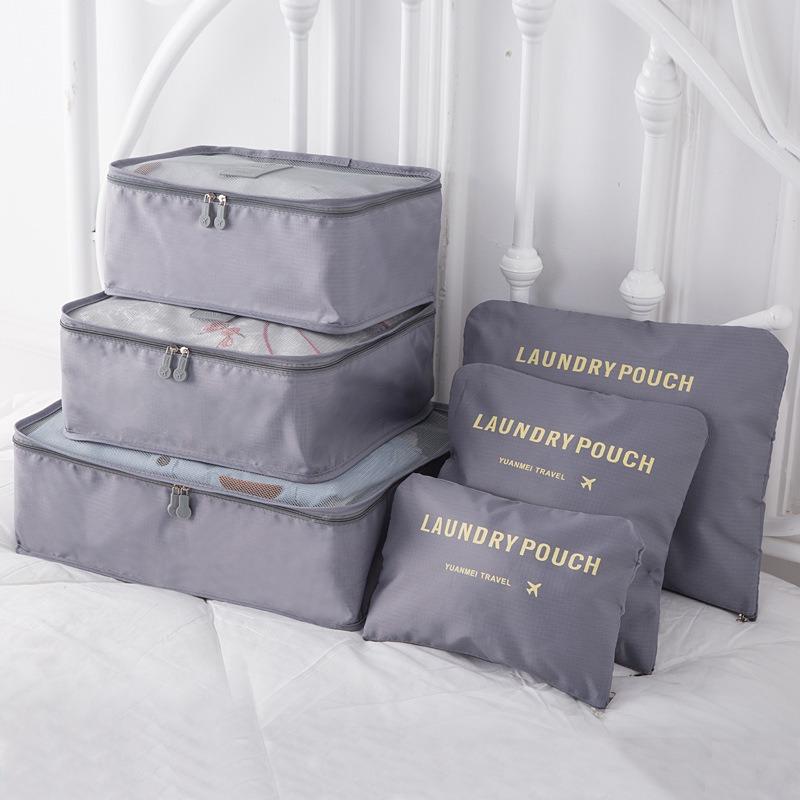 Travel Organizer Cubes 6-Piece with 4 Compartments, Luggage Packing Cubes for Underwear, Socks, Clothes, Suitcase Storage Bags