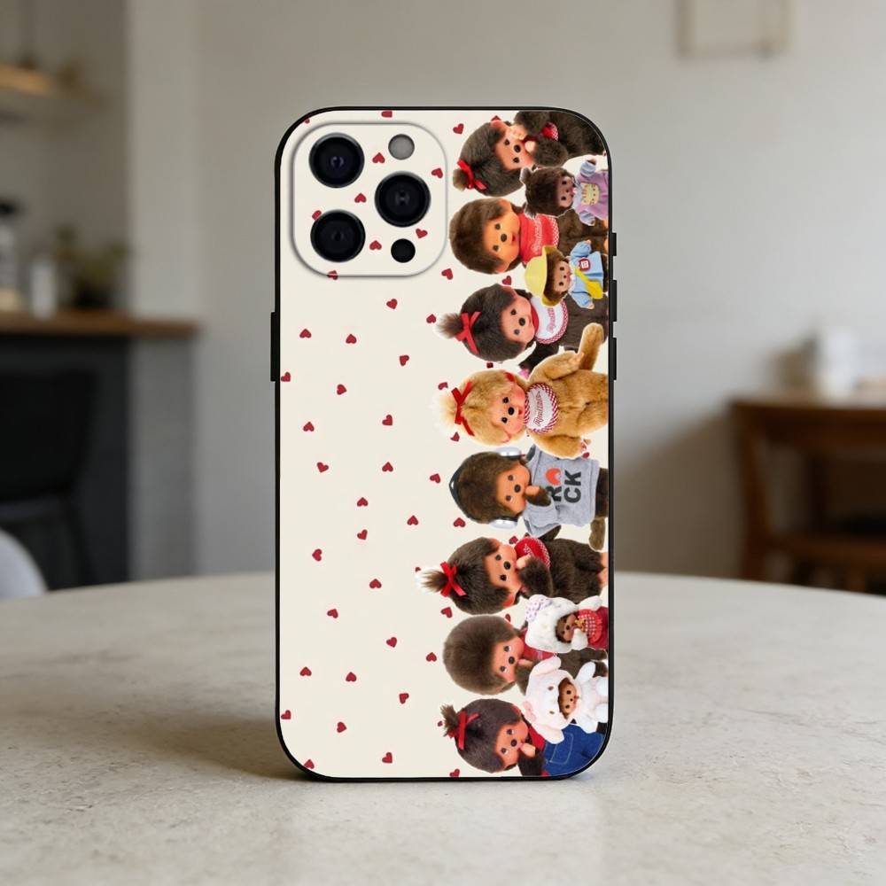 cute monchhichis     Phone Case Silicone black Soft For IPhone 17,16,15,14,13,12,11,SE,Plus Pro Max