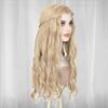 Synthetic Long Blonde Brown Mixed Wavy White Queen Anime Cosplay Wig for Halloween Christmas School Thanksgiving Day