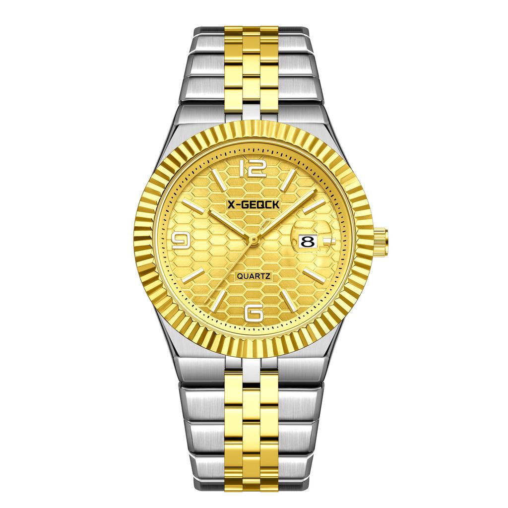 High Quality Luxury Stainless Steel Strap Quartz Watch Calendar Multi Color Waterproof Night Light Men's Watch