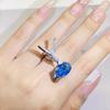 High-End Hummingbird Ring: Santa Maria Aquamarine-Look with Colored Gemstones for Women