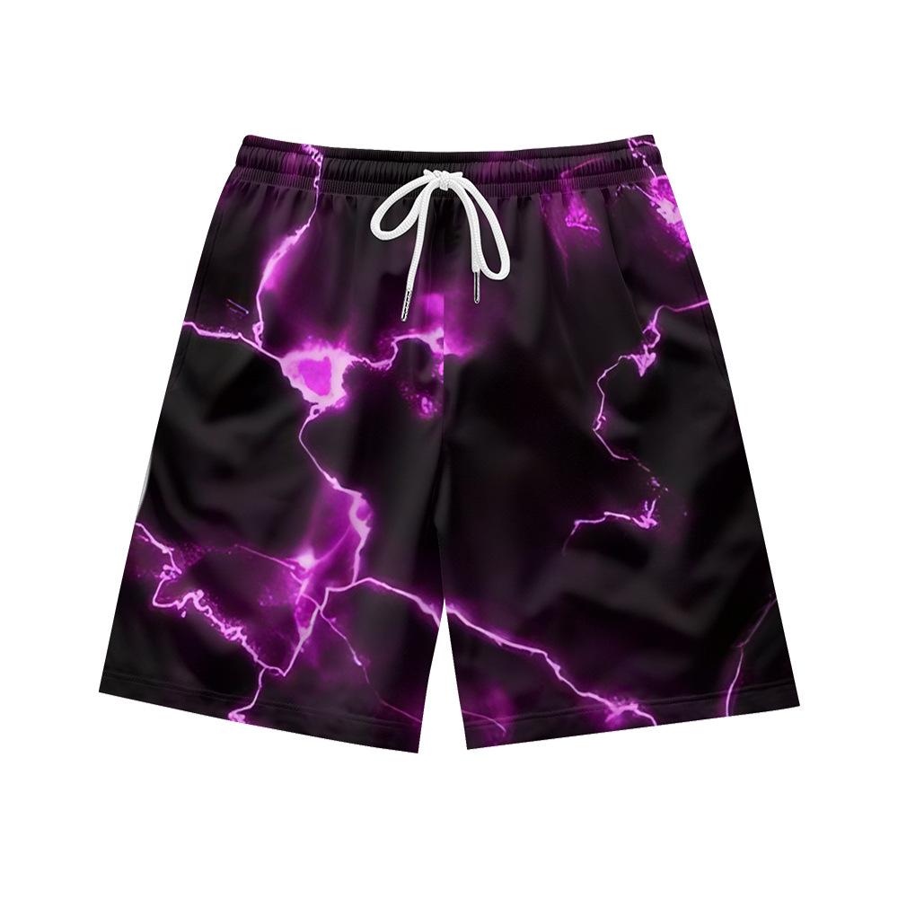 Pantaloncini Casual da Uomo con Elemento Fulmine Oscuro Naturale Europeo e Americano Pantaloni da Spiaggia