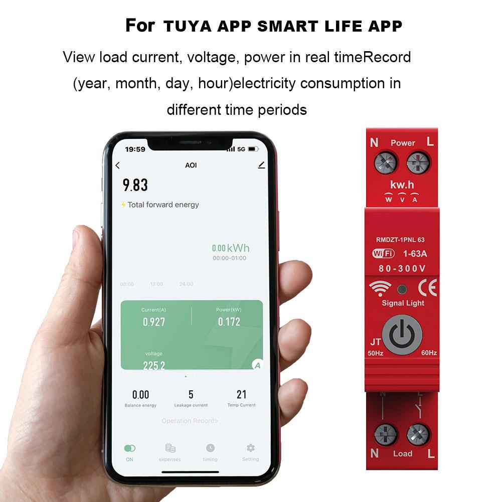 WIFI circuit breaker with prepaid metering leakage reclosing overcurrent overload protection for smart home devices