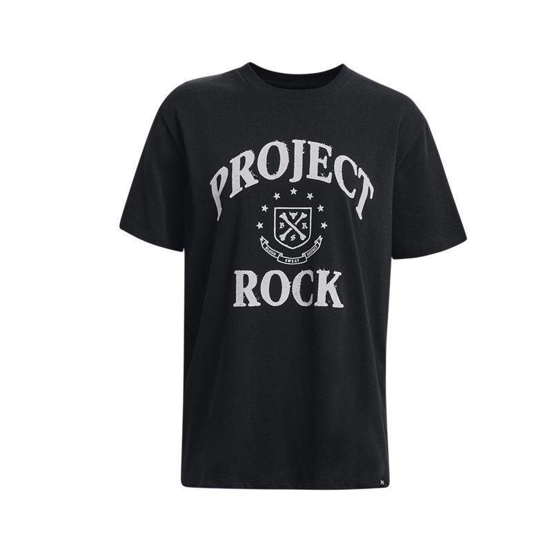 Under Armour Project Rock Campus Letter Print Training T-Shirt Women Black 1382175-001 S