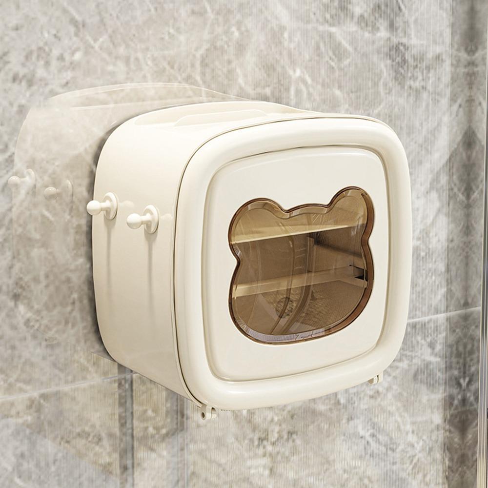 No Punch Toilet Paper Box Wall Mounted Washcloth Storage Box Durable Roll Paper Tube Box  Bathroom