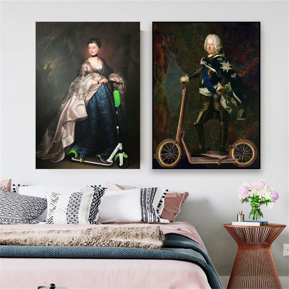 Vintage Funny Altered Art Poster Famous Portrait Prints Medieval Ltalian Oil Painting Canvas Painting Wall Art Living Room Decor