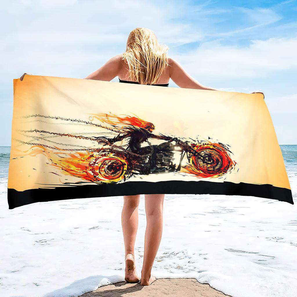 Quick Dry Beach Towels Motorcycle Vehicle Sand Free Ultra Cozy and Bath Towels Water Absorbent Oversize Beach Towel for Boys Men