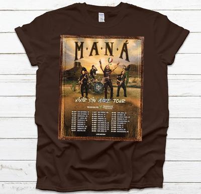 Vintage Maná Band Tour 25 Dunkle Schokolade Baumwolle Alle Größen 22D540 Unisex T-Shirt