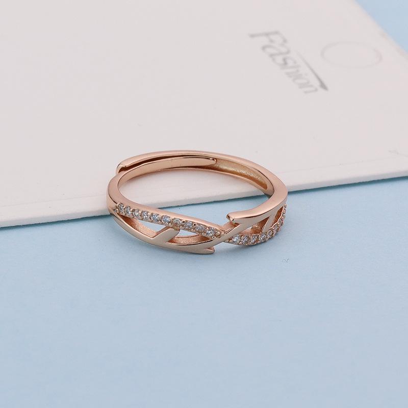 

Минималистичное кольцо на указательный палец в виде креста в корейском стиле из стерлингового серебра S925 для женщин Adjustable Opening розового золота