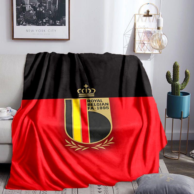Belgium Football Crest Emblem Blanket Flannel Throw for Sofa, Indoor, Camping, Living Room, Office, Chair, And Bed Soft Birthday Gift