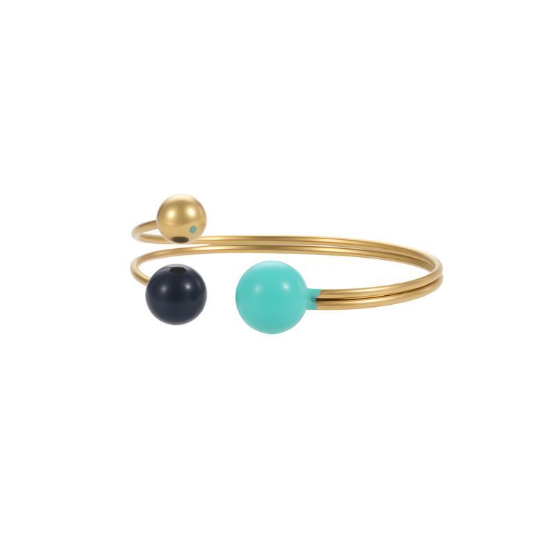Joyful Candy Style Enamel Ring Adjustable Round Ball Shape Stainless Steel Non-Tarnish Jewelry for Women Casual Daily Wear