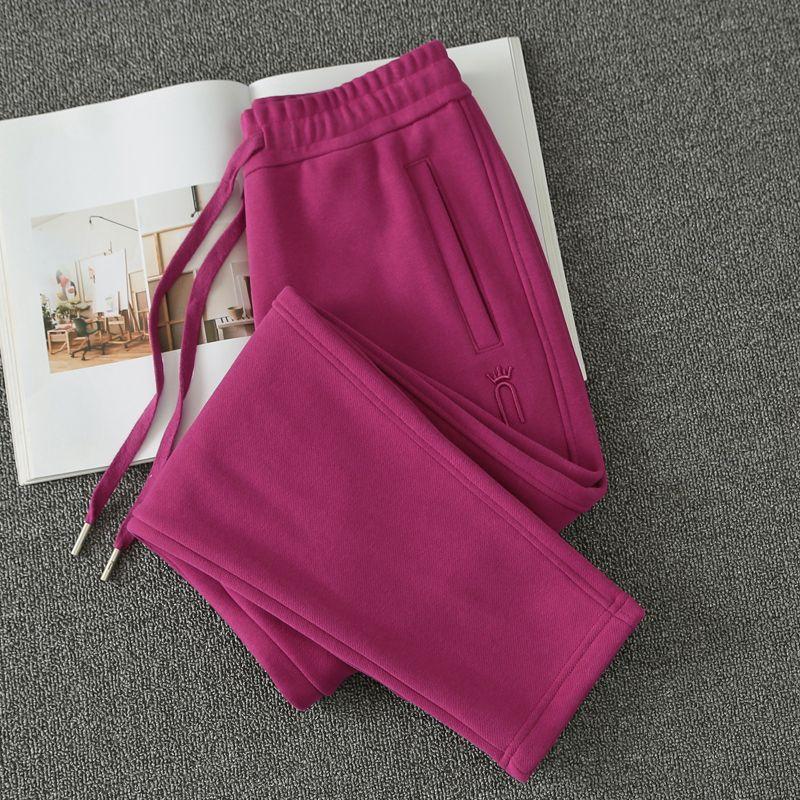 

Спортивные брюки на флисовой подкладке цвета питайи, женские, зима 2024, новинка, утепленные спортивные штаны больших размеров, брюки прямого кроя, повседневные Pitaya(Fleece-lined paragraph) 3XL