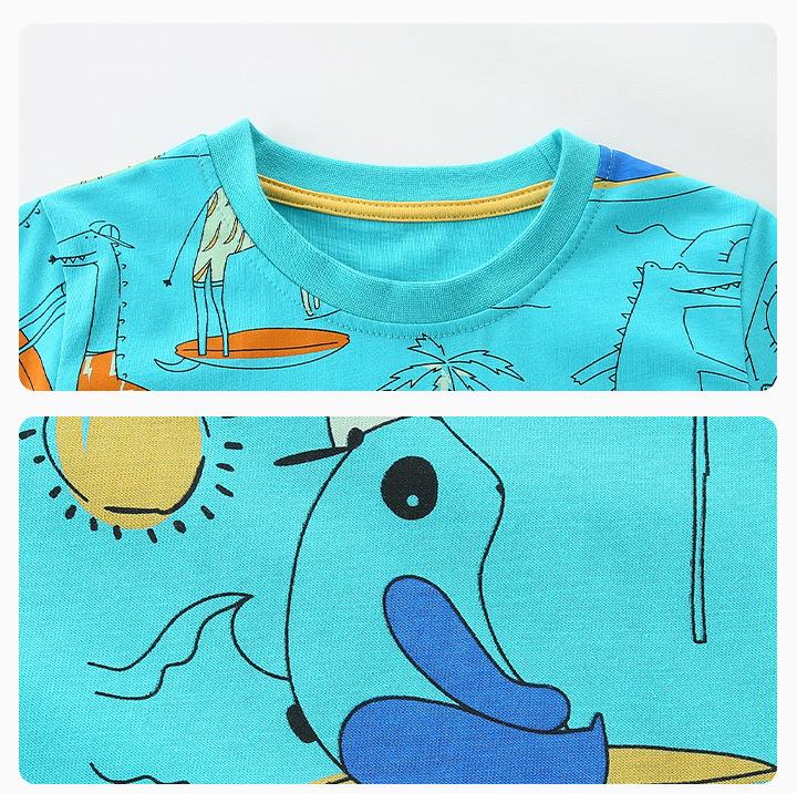 Neues Sommer-Print-Kleinkind-Kurzarm-Baumwoll-T-Shirt mit Rundhalsausschnitt