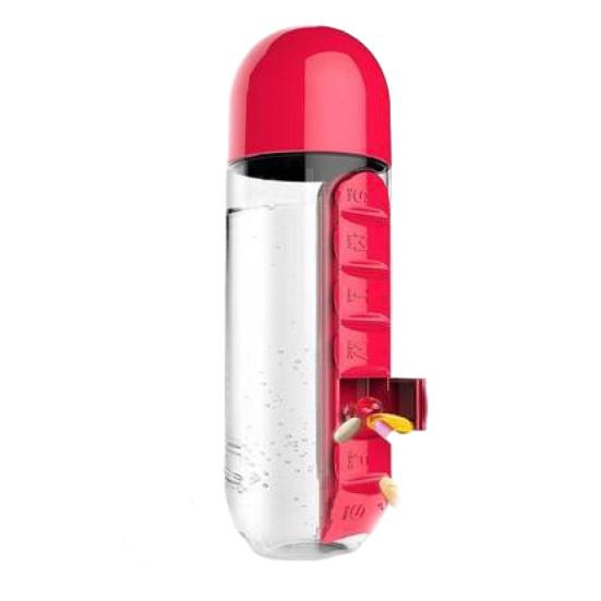 

Portable Pill Box Water Cup 2-in-1 Water Bottle with 7-Day Pill Organizer Easy Assembly Daily Pill Reminder Cup for Travel Home Work Outdoor Use Daily червоний